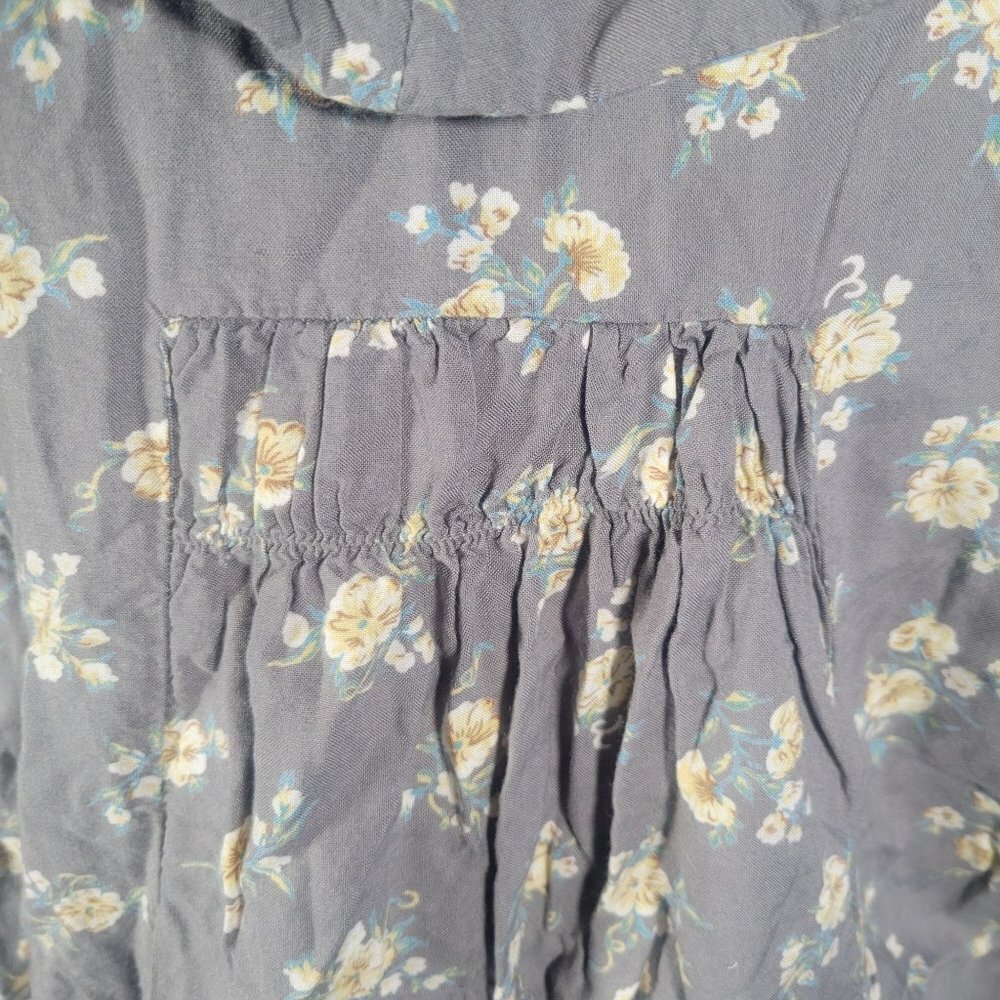 Pins And Needles Gray Floral Ruffled Sleeveless Mini Dress With Pockets Size M - Picture 7 of 10